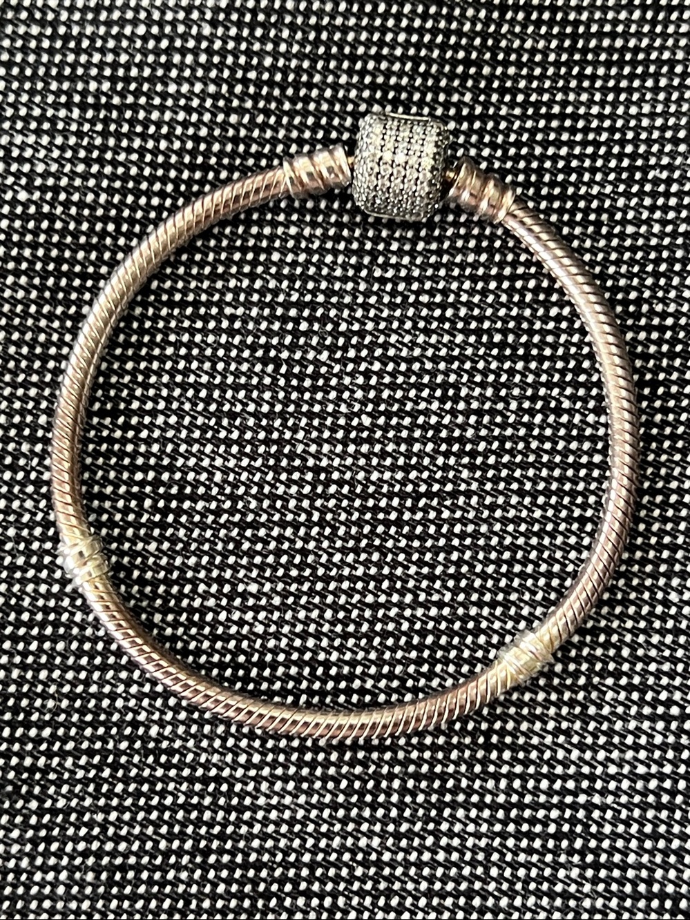Pandora Bracelet Barrel Clasp with Clear Pave Zirconia-small